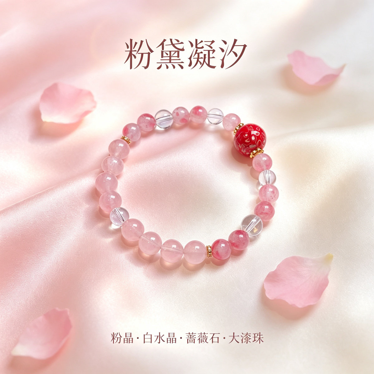 粉晶大漆珠温柔风手链