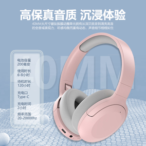 BLINBLIN头戴式蓝牙耳机无线蓝牙耳机无感佩戴音质高清三频均衡