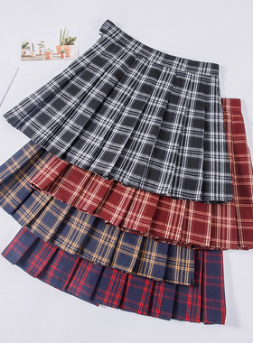 百褶裙2024新款格子半身裙女秋冬新款短裙子苏格兰腰学生a字裙子