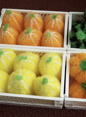 #4件包邮#香瓜洗碗巾 手作织物洗碗布橙色黄色可选厨房洁物