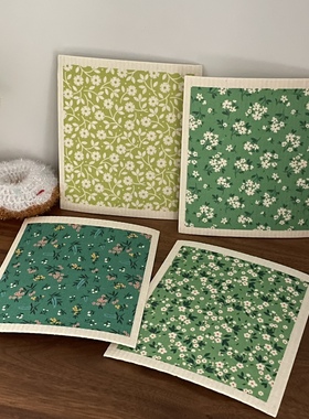 #4件包邮#独家木浆棉德国进口洗碗巾ins韩国碎花熊企鹅厨房抹布