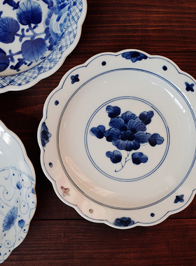 [2个包邮] 日本 蓝凛堂 和风花边圆餐盘（5款）日式 | 茶娜和查理