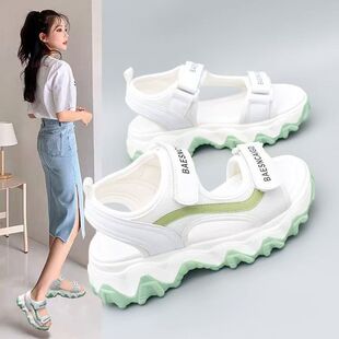 运动老爹凉鞋女新款2026年夏季百搭网红厚底松糕底叠穿罗马体闲鞋