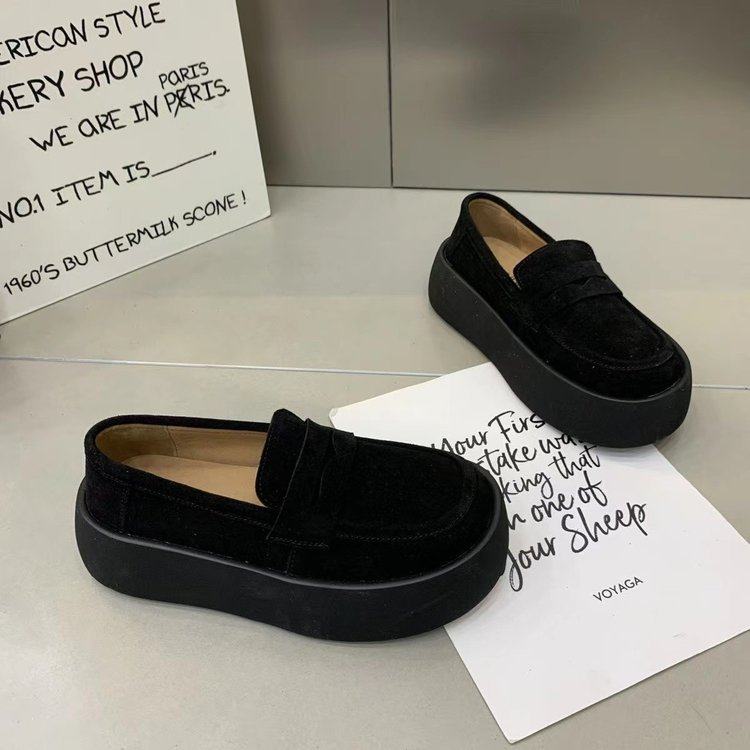 复古勃肯鞋女款2025春季新款一脚蹬乐福鞋厚底增高软底豆豆鞋子潮