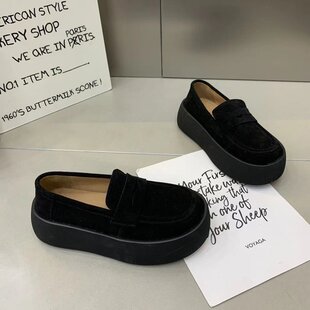 复古勃肯鞋女款2025春季新款一脚蹬乐福鞋厚底增高软底豆豆鞋子潮