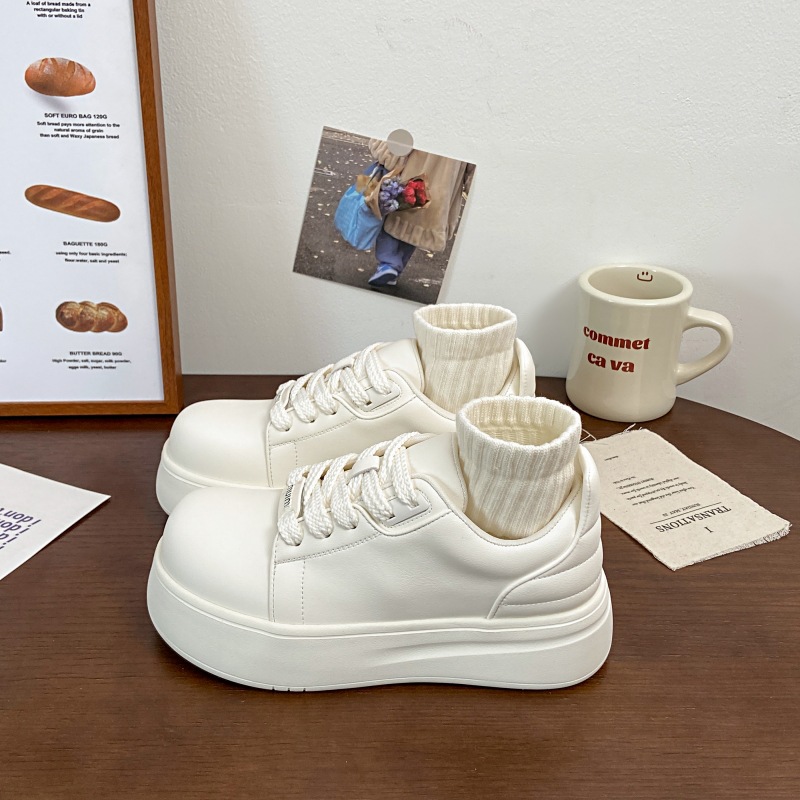 松糕厚底大头小白鞋女2025春季新款增高休闲春秋板鞋学生爆款女鞋