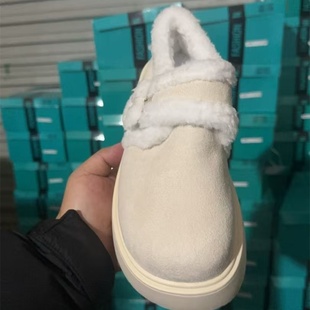 勃肯圆头棉鞋女2025新款秋冬加绒加厚保暖毛毛鞋增高厚底雪地靴子