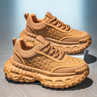 休闲学生皮面老爹鞋 潮牌高级感轻奢男鞋 厚底增高运动鞋 男士 子秋季