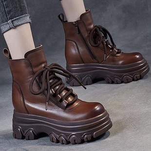 厚底软底增高马丁靴女2025新款潮流加绒保暖棉靴显瘦防滑雪地短靴