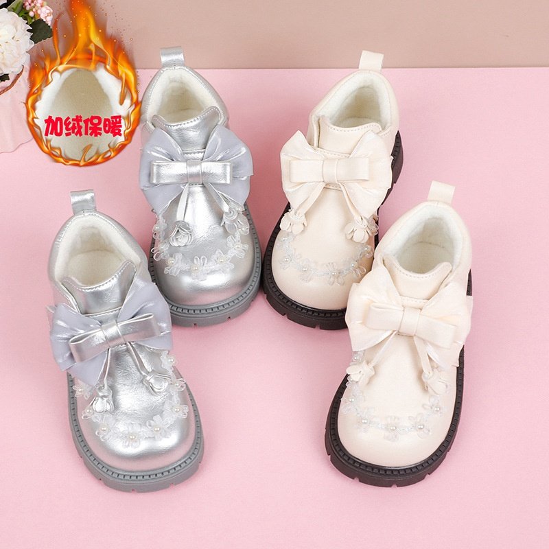 女童公主短靴2025新款冬季女孩加绒保暖棉鞋时尚蝴蝶结二棉马丁靴,女鞋,马丁靴,淘宝优惠券,粉丝福利购,淘宝优惠卷