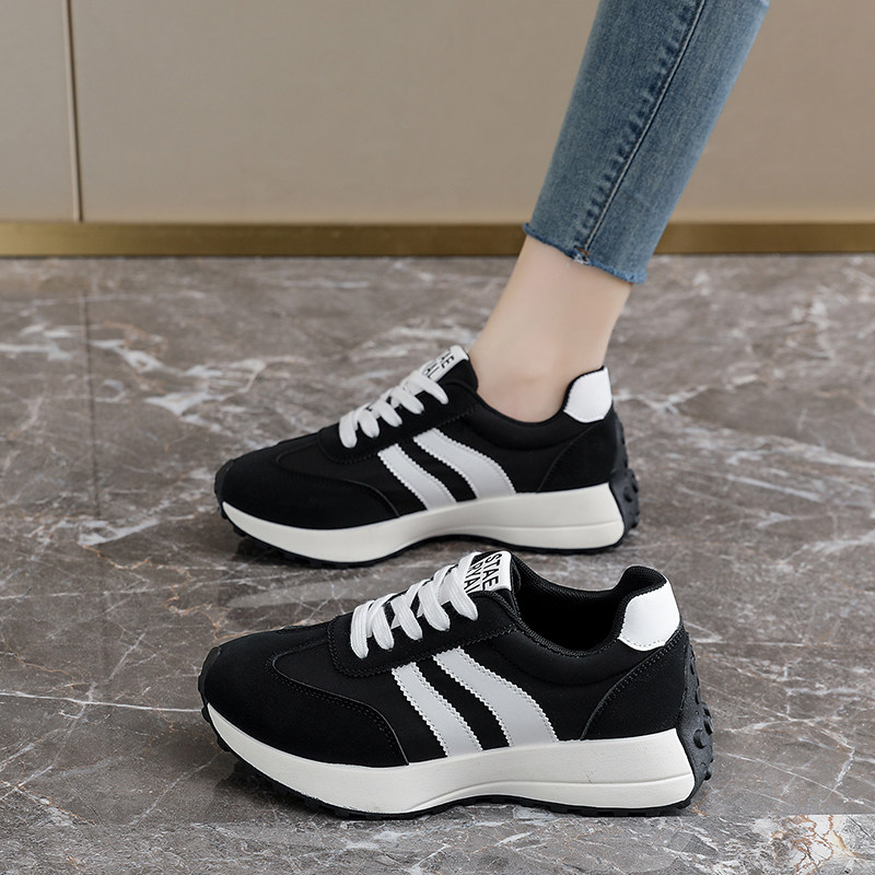 女鞋2026春季新款拼色休闲运动鞋系带厚底轻便防滑软底阿甘