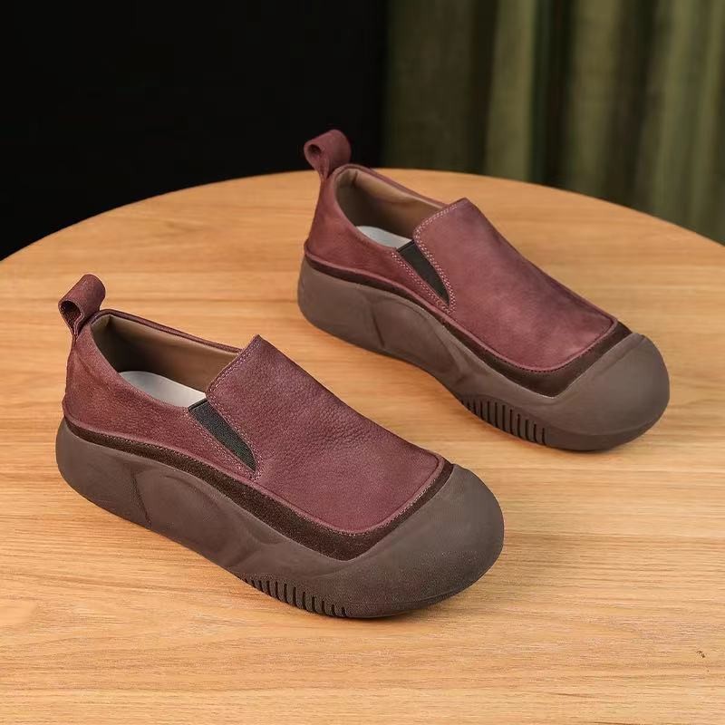 一脚蹬休闲单鞋复古厚底女鞋2025秋季新款乐福鞋软面不累脚妈妈