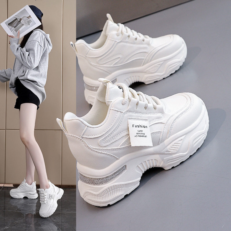 热卖内增高白色老爹鞋女厚底2025秋季小个子显瘦休闲运动鞋子