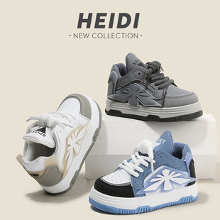 新款儿童运动鞋2025春秋男童休闲板鞋高帮女童鞋软底宝宝小皮鞋轻