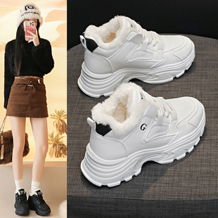 新款2025冬季高帮运动老爹鞋舒适不累脚加绒棉鞋防滑女棉鞋