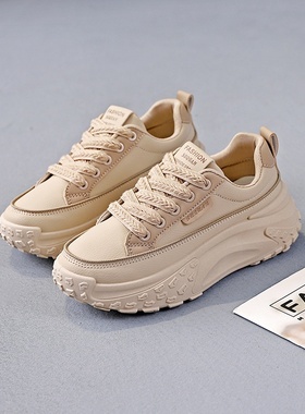 百搭松糕女鞋小白鞋米女2025新款厚底休闲运动增高板鞋YYN-K6710