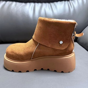 松糕厚底增高雪地靴女2025新款冬季加绒加厚保暖棉鞋防水勃肯鞋子