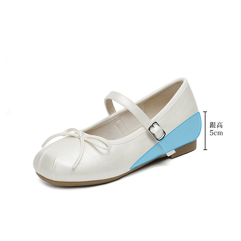 内增高银色玛丽珍单鞋女夏季平底法式2025新款芭蕾鞋配裙子小皮鞋