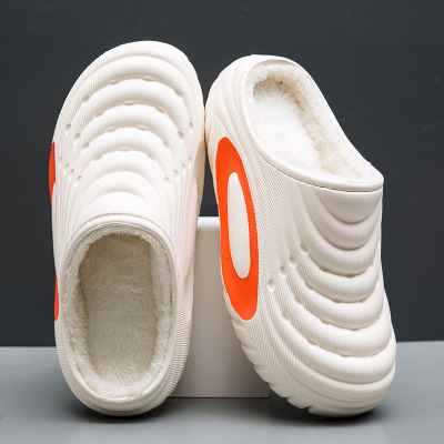 冬季加绒加厚保暖大码棉鞋男女室内家居防水防滑踩屎感包头棉拖鞋