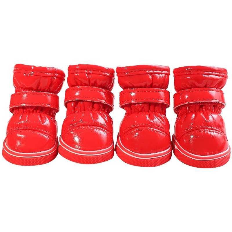 狗狗鞋子秋冬款防滑耐磨泰迪小狗鞋保暖防寒宠物雪地靴一套4只装