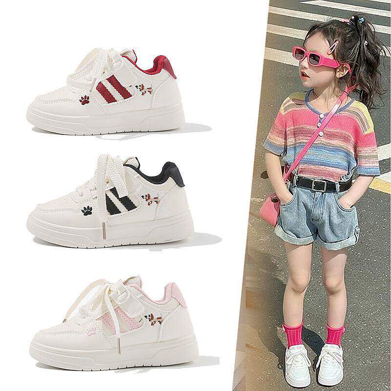 女童鞋子2026春秋新款皮面儿童小白鞋软底防滑男童运动鞋学生板鞋