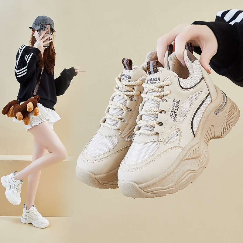 ins韩版新款老爹鞋女2025秋季学生跑步运动厚底增高休闲街拍