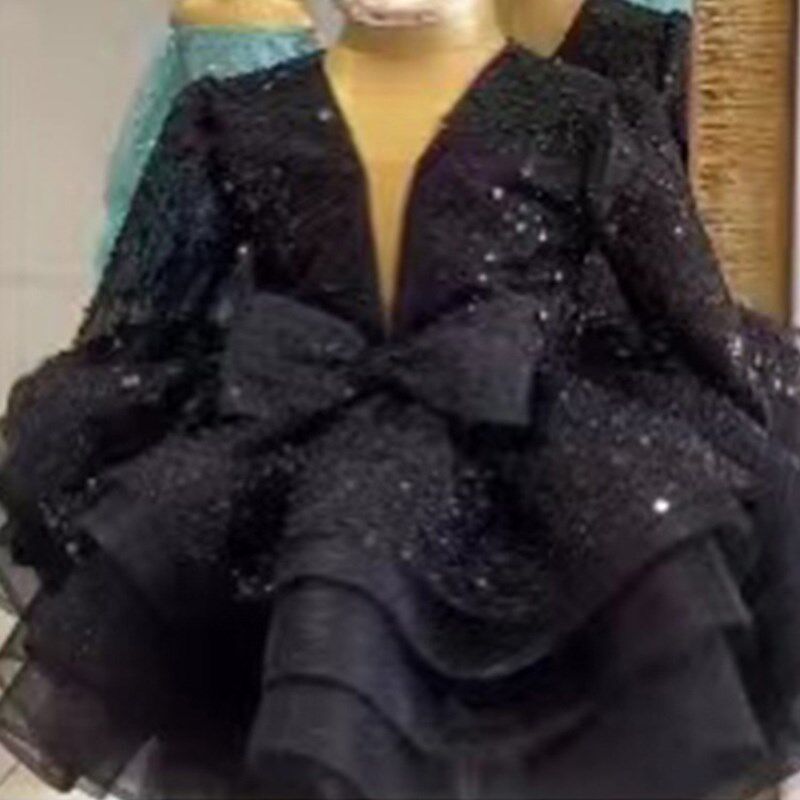 新款新款六一主持人亮片演出服宝宝周岁礼服女十岁生Y日洋气蓬蓬