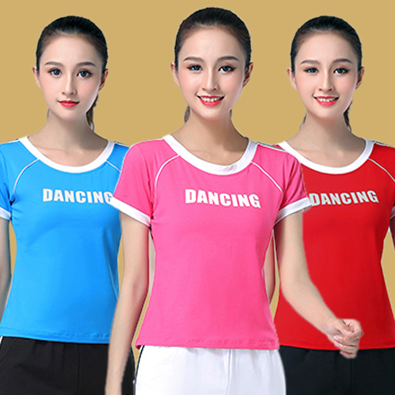 新选广场舞夏季短袖上衣女新款z裤子裙子运动服套装中老年健身服