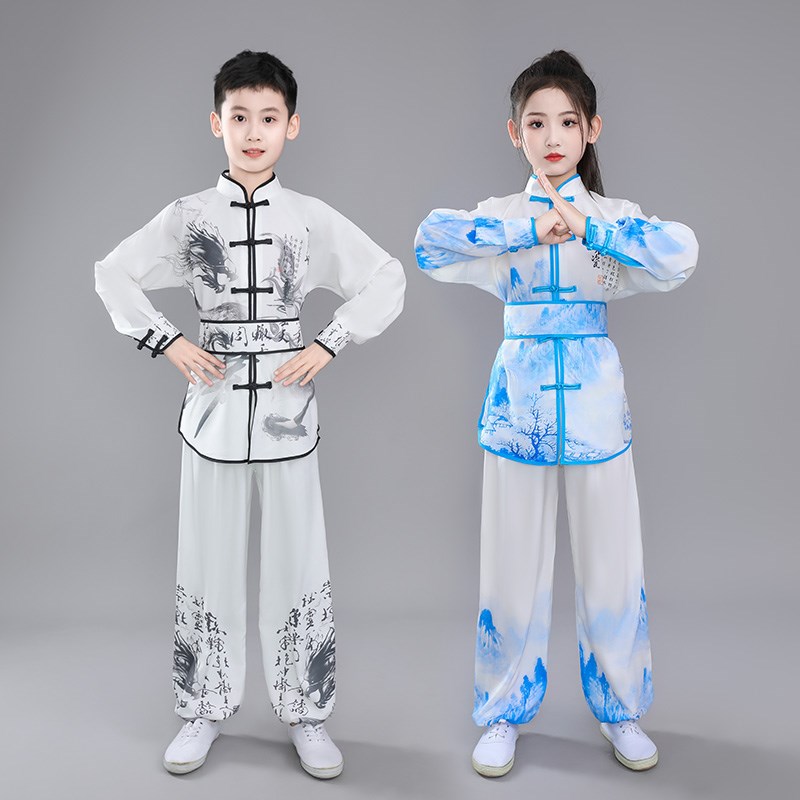 新选六一儿童武术演出q服男女童中国风武校太极训练服功夫比赛表
