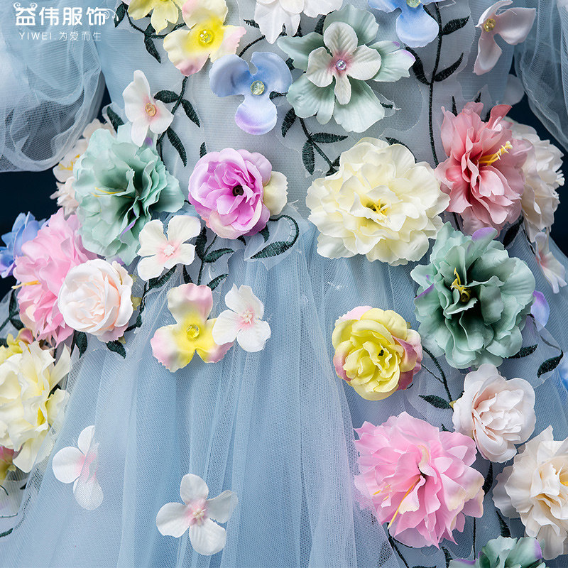新品主持人儿童晚礼服花仙子演出服走秀女童生Q日公主裙宴会蓬蓬
