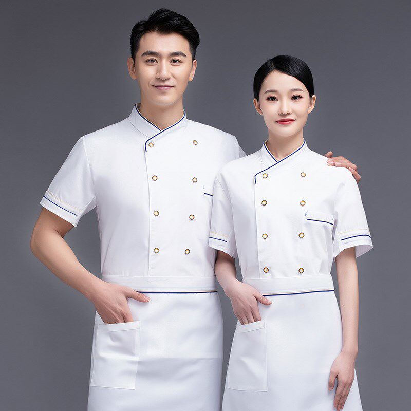 新款厨师工作服男短袖春夏季厨房工D衣烘焙糕点后厨餐饮西点师服