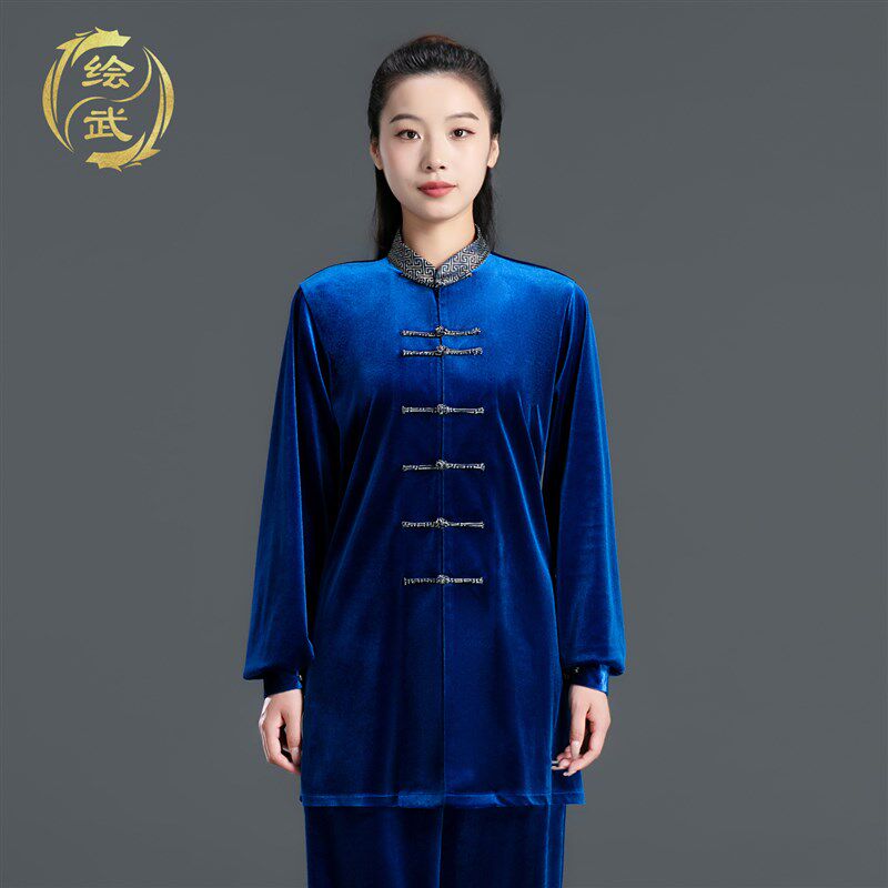 新款太极服新款女款o男八段锦练功服年金丝绒冬季太极服团队打拳