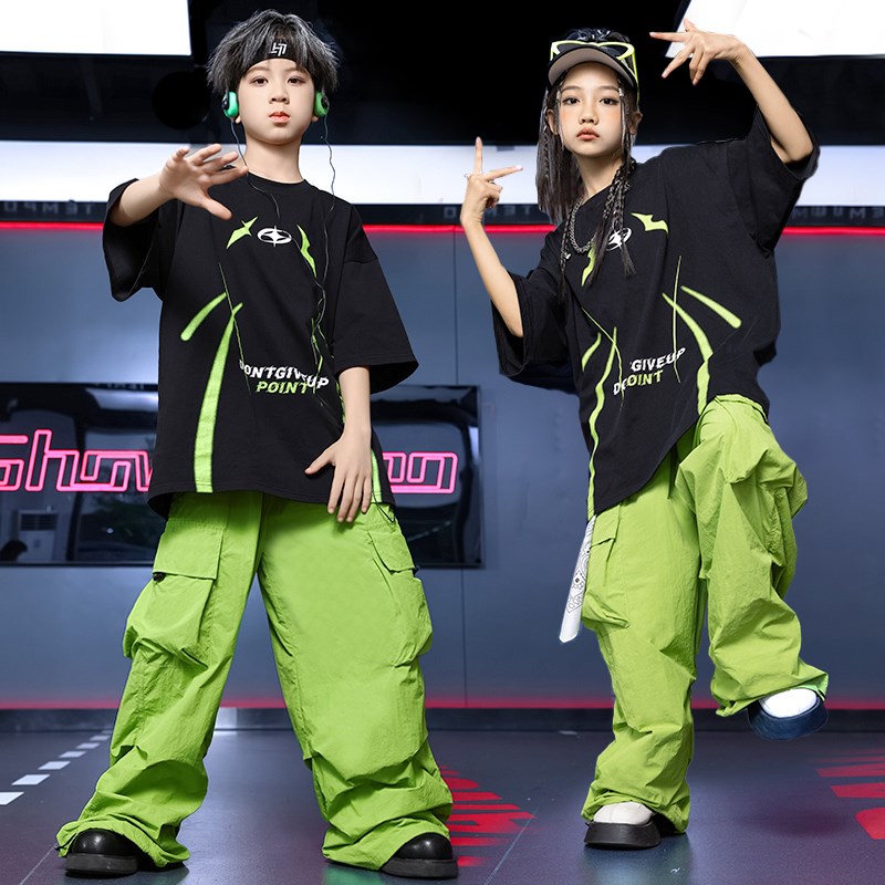 优选儿童演出服hiphop街舞童装架子鼓演出服P男童夏季女童舞蹈练