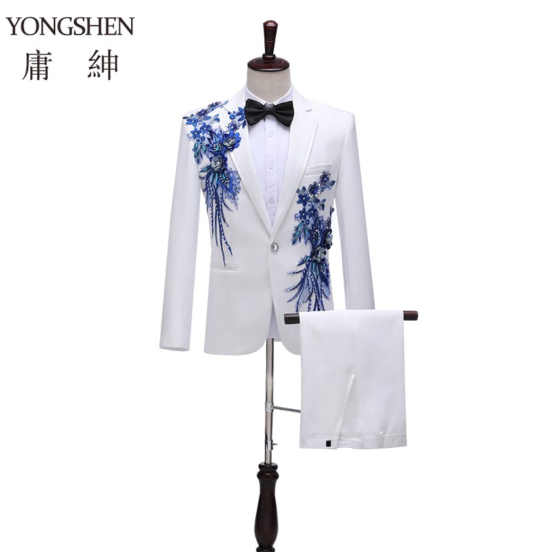精选西装男个性男士礼服西服男装套装舞台歌手R潮男合唱团演出服图片