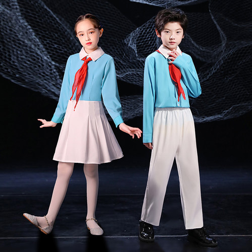 新选元旦儿童大合唱演q出服合唱团冯琳同款红领巾中小学生朗诵表