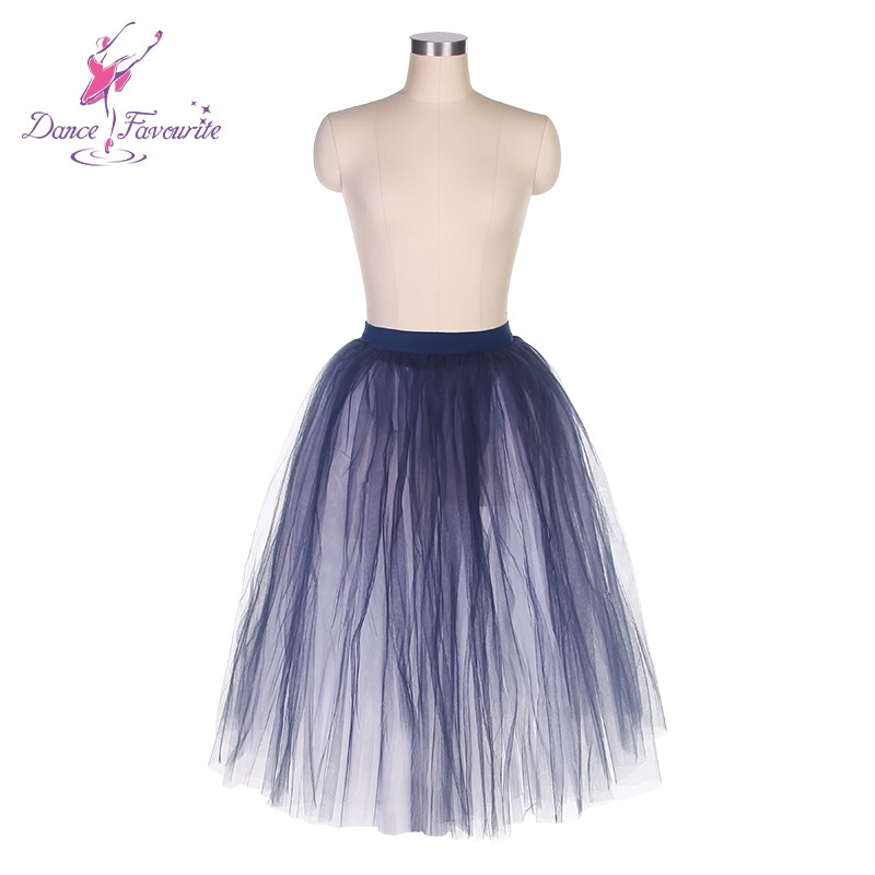 新选芭蕾舞裙儿童练习裙考级舞蹈裙深蓝色蓬蓬Q半身长裙成人演出