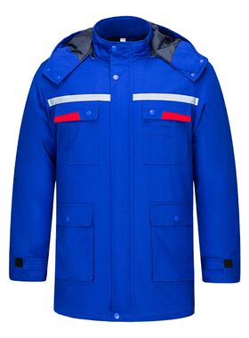 新选防静电c工作服棉衣定制男冬季羽绒保暖汽修工厂化工劳保中长