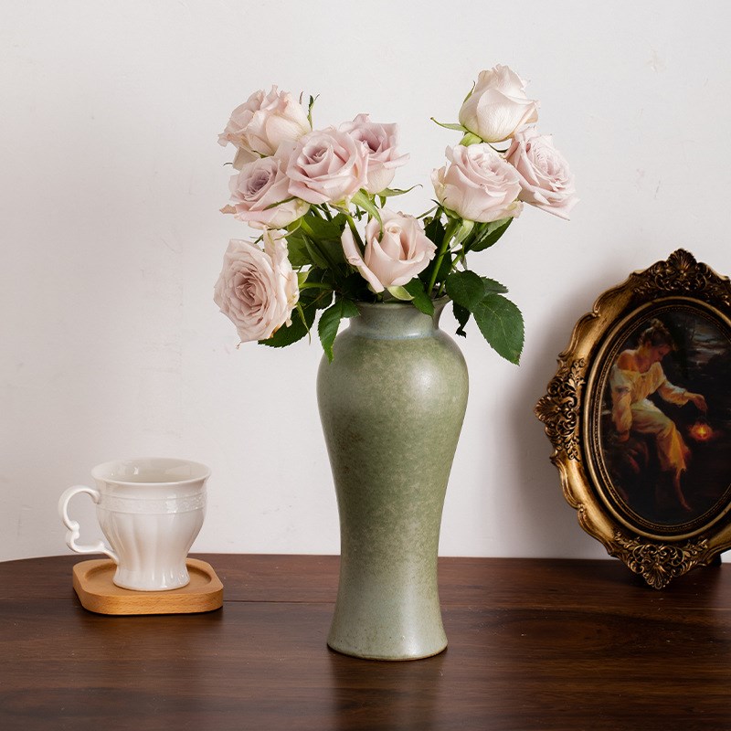 复古简约陶瓷装饰花瓶干花鲜花陶罐桌面书房客厅插花摆件花器