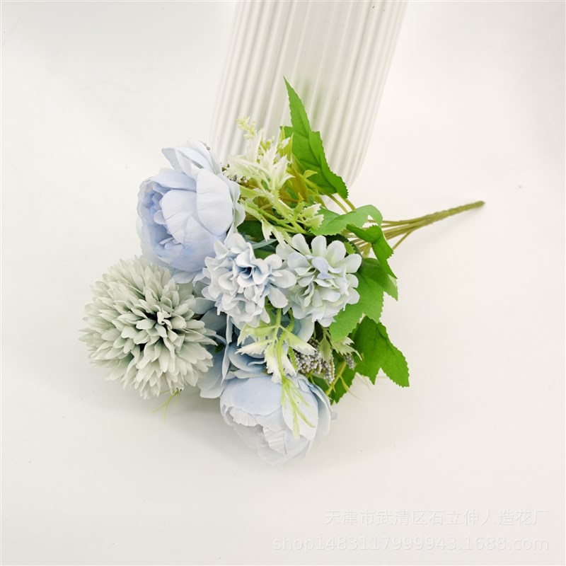 仿真玫瑰北欧牡丹组合花绣球小把手捧花束婚庆路引假花装饰A