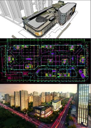 杭州龙湖大型商场购物中心商业综合体su sketchup模型CAD平面图纸