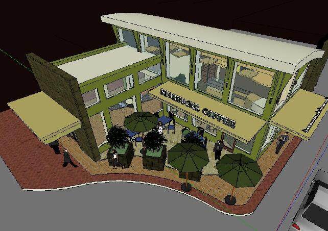 星巴克咖啡厅西餐商业餐饮建筑景观sketchup草图大师su模型素材