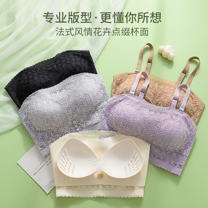 抹胸a28吊带内衣透气文胸夏无钢圈内衣聚拢上托隐形抹胸式露肩