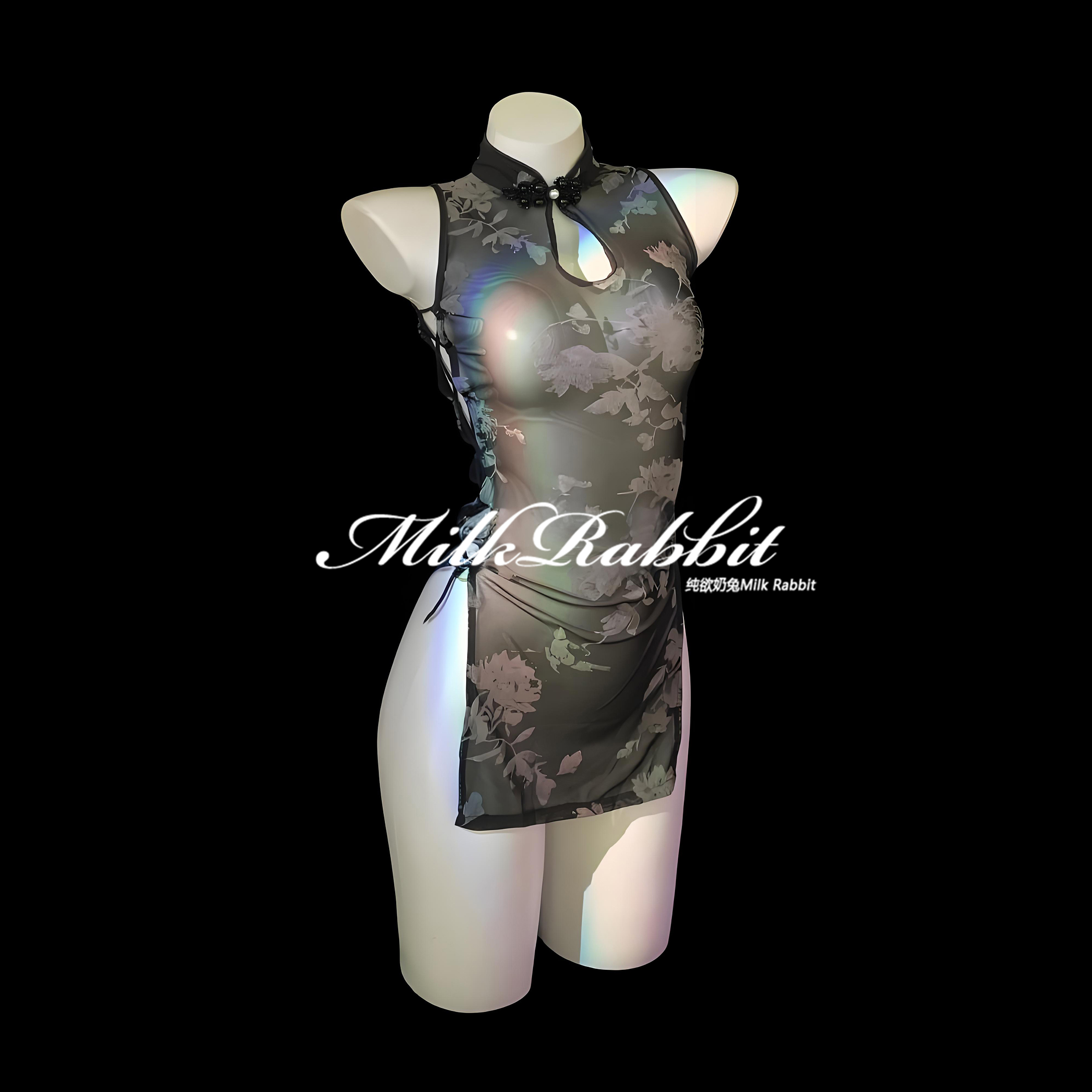 Cy奶兔「梨花压海棠」情调旗袍纯欲新中式透视qqny内衣