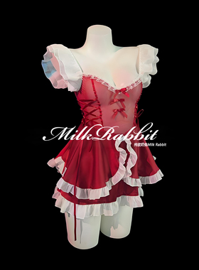 Cy奶兔「见习女仆」圣诞cos服装红色约会战袍 诱惑可爱纯欲qqny