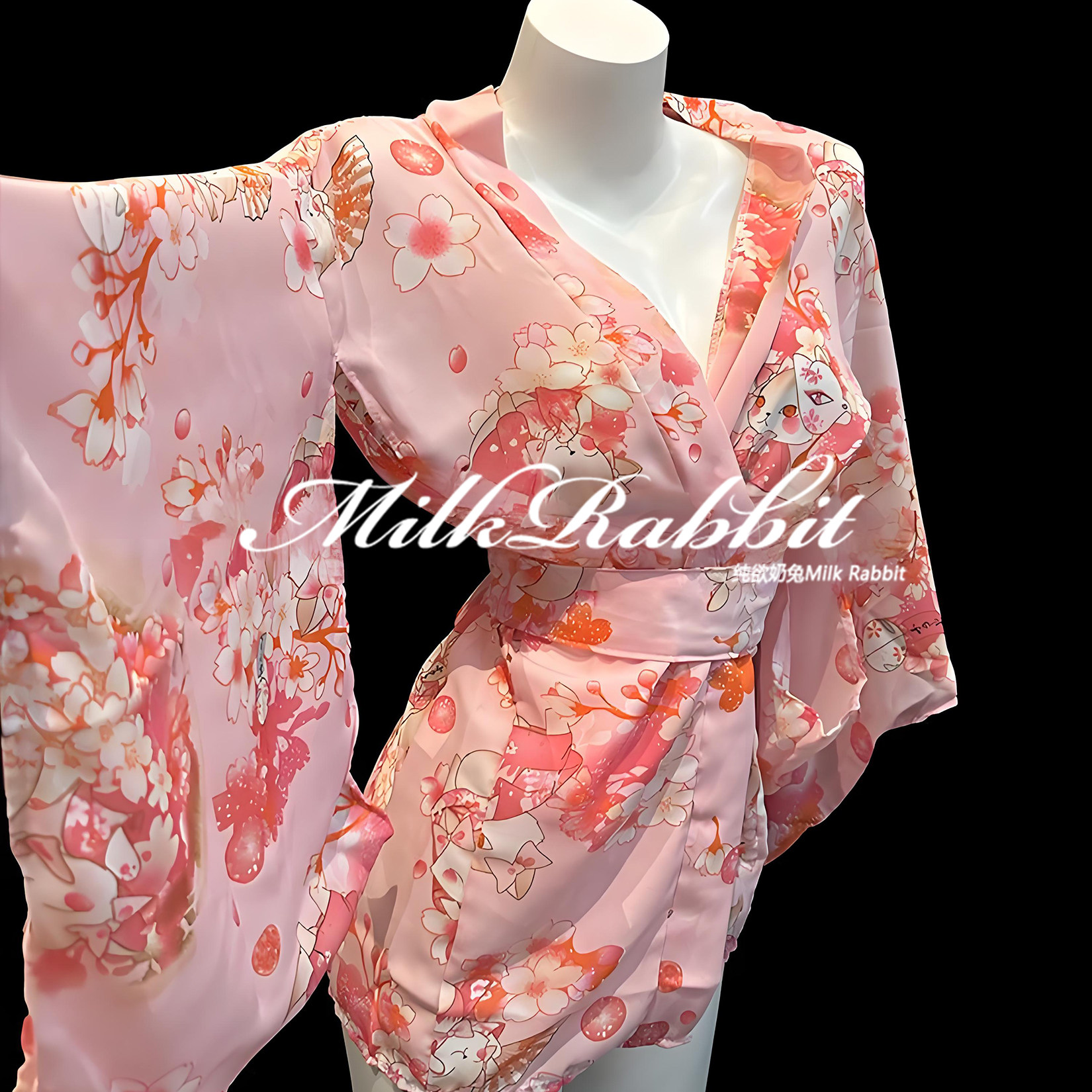 Cy奶兔「日式风情」性感日系和服樱花浴衣浴袍私房睡衣裙qqny内衣