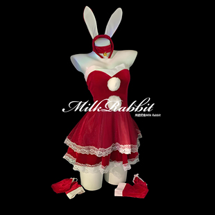 Cy奶兔「甜心教主」兔女郎cosplay服圣诞抹胸穿搭小胸战袍qqny
