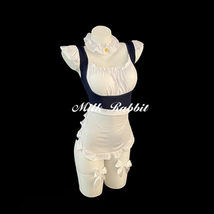 Cy奶兔「甜心女仆」纯情日系女佣内衣套装 连体衣 带胸垫cos二次元