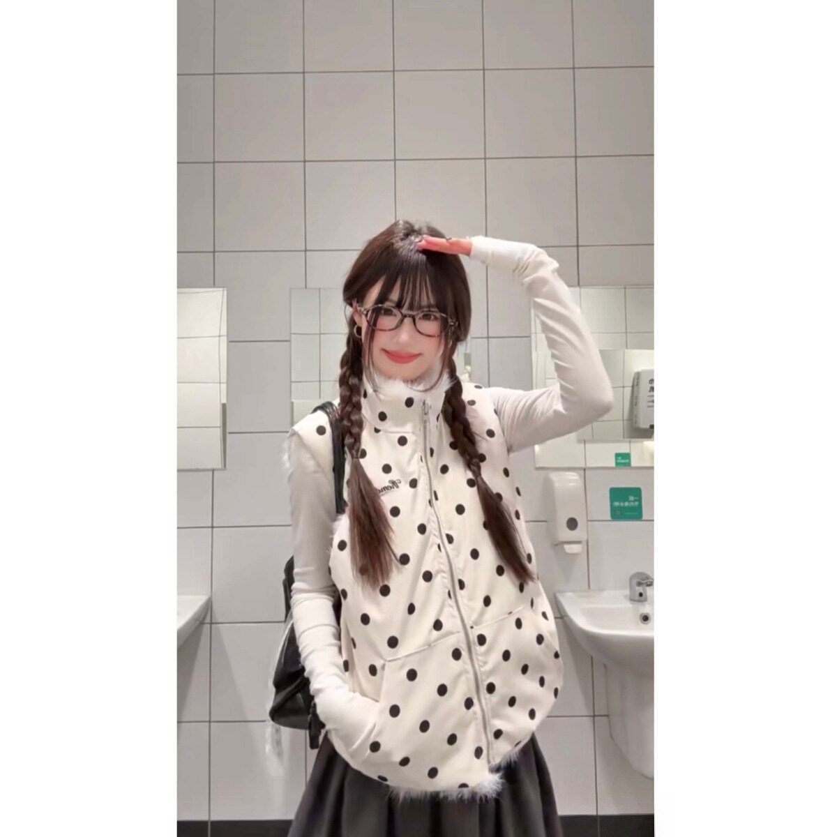环保皮草美式波点毛绒绒两面穿马甲女立领外搭叠穿无袖外套韩版潮