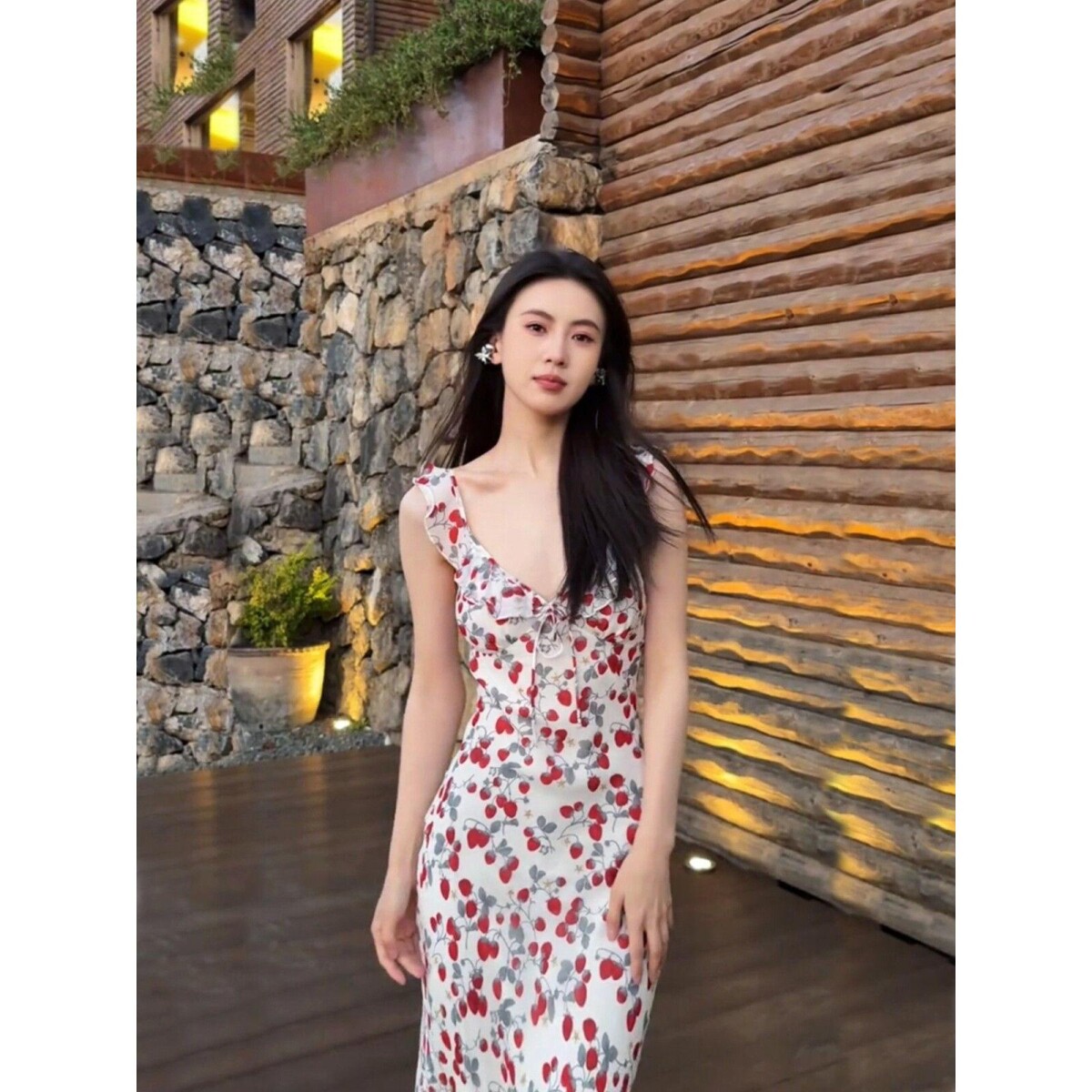 法式度假风无袖吊带碎花