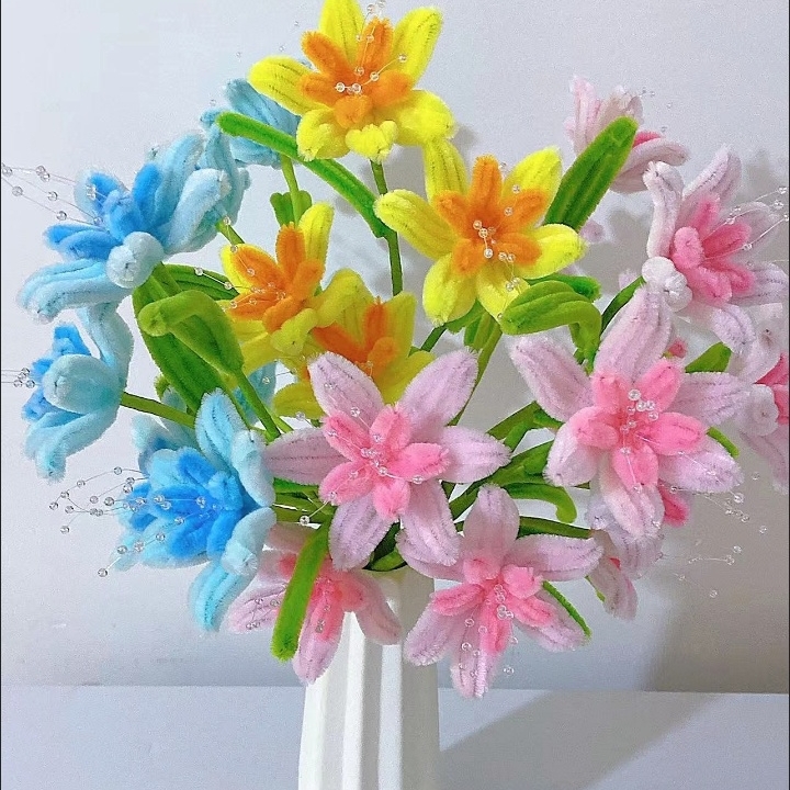 扭扭棒蜜糖百合材料包手工花束自制假花仿真花送朋友结婚乔迁搬家
